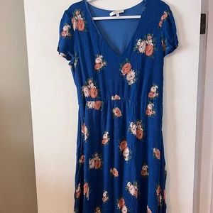 Nordstrom WAYF Blue Floral V-Neck Short Sleeve Dress Size XXL